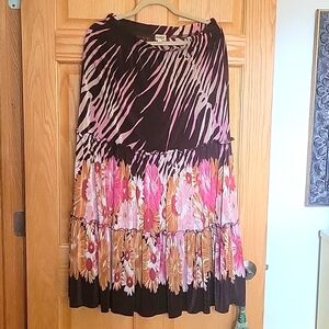 MAGIC KNIT PINK & BROWN RUFFLED SKIRT